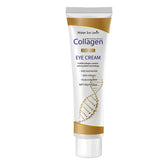 Collagen eye cream tube with white and gold design on a white background