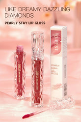 Lip gloss with packaging on a pink background