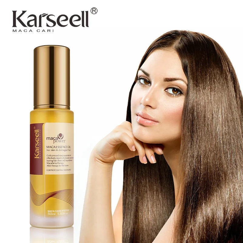 Karseell hair care product with a model displaying long hair on a white background