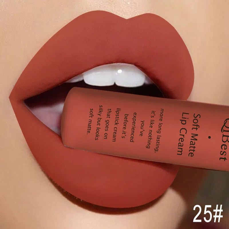 Nude Matte Lip Gloss – Long Lasting Velvet Lipstick, Waterproof Non-Stick Cup Lip Tint in Sexy Red, Purple & Black Shades