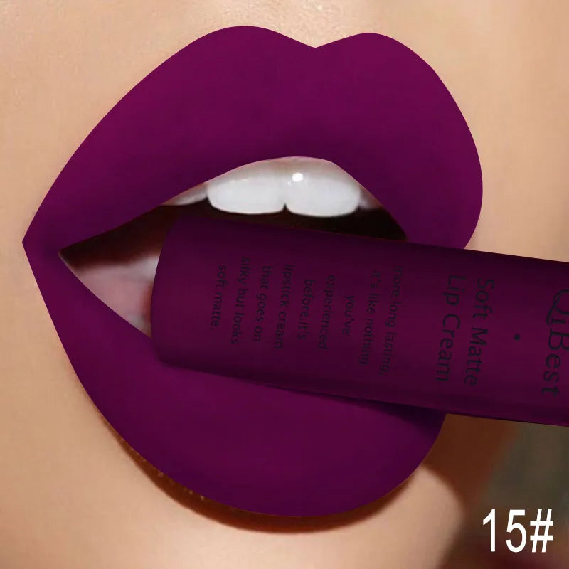 Nude Matte Lip Gloss – Long Lasting Velvet Lipstick, Waterproof Non-Stick Cup Lip Tint in Sexy Red, Purple & Black Shades