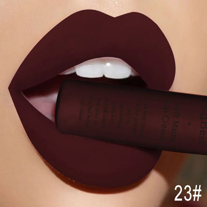 Nude Matte Lip Gloss – Long Lasting Velvet Lipstick, Waterproof Non-Stick Cup Lip Tint in Sexy Red, Purple & Black Shades