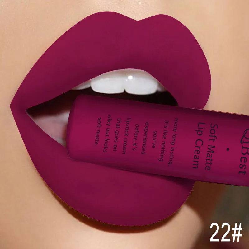 Nude Matte Lip Gloss – Long Lasting Velvet Lipstick, Waterproof Non-Stick Cup Lip Tint in Sexy Red, Purple & Black Shades