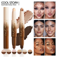 Cool Story Dual-Ended Contour Wand with swatches and application on faces