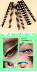 Eyeliner pencils with examples of use on eyes