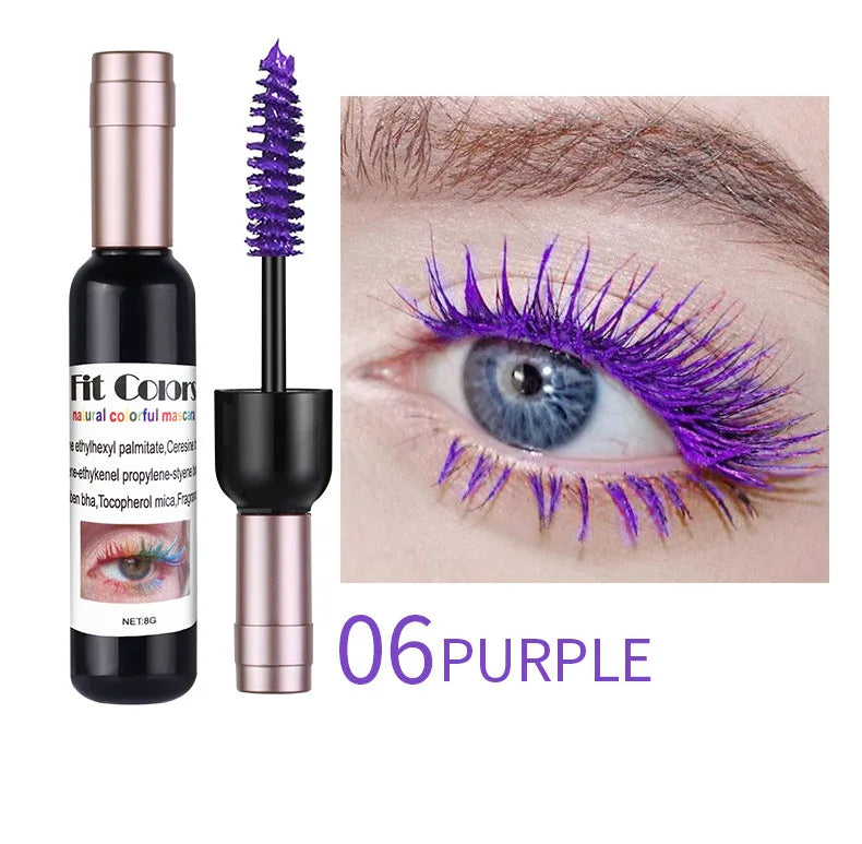 Purple mascara with a close-up of an eye wearing it, labeled '06 Purple'.