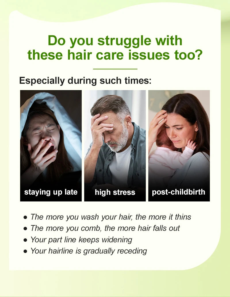 Hair care issues infographic with people experiencing stress and sleep deprivation.