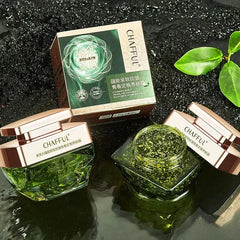 CHAFFUL skincare product with packaging on a dark textured background