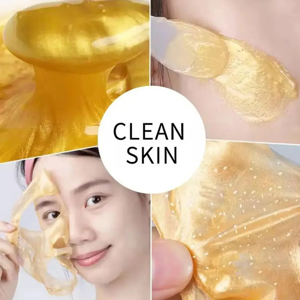 Collage of a skincare product with close-ups and a person wearing it, labeled 'Clean Skin'.