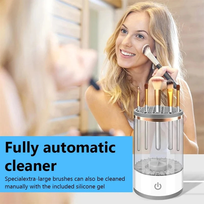 3 In 1 USB Plug Portable Electric Makeup Brush Cleaner with Rubber Makeup Machine For Deep Cleaning One Click Operation Suitable