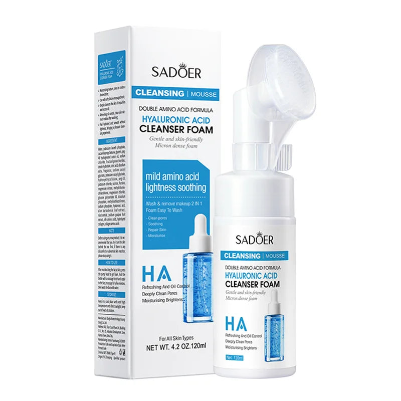 Sadoer cleansing mousse packaging and bottle on a white background