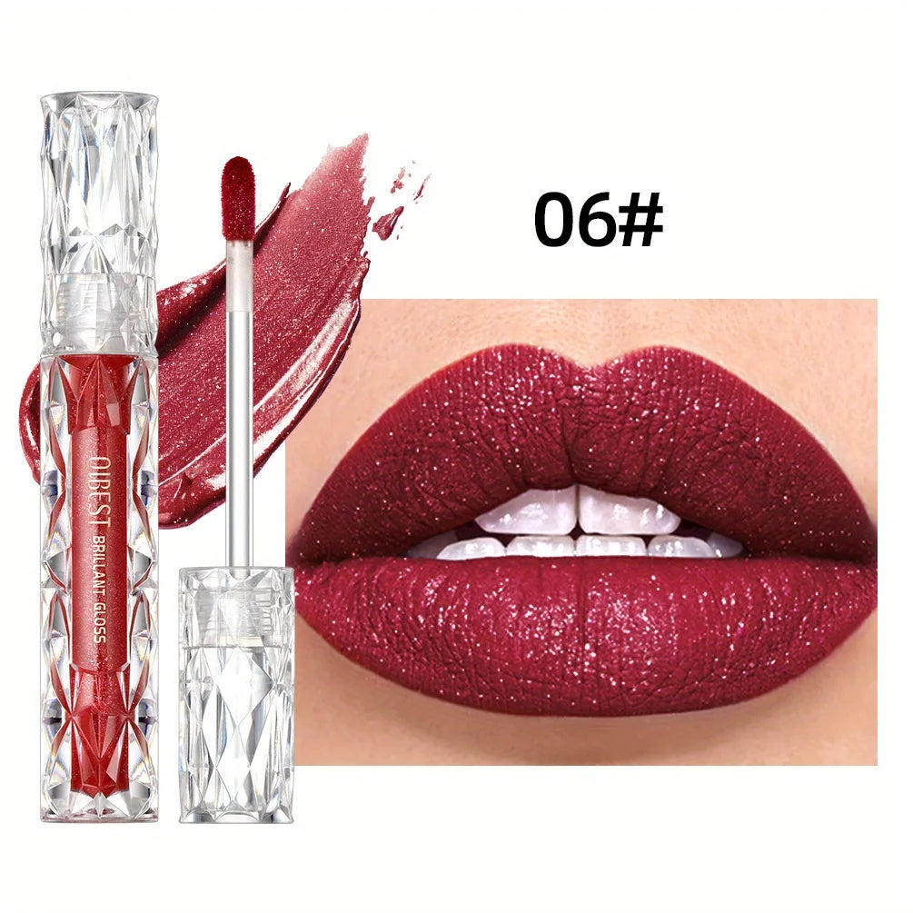 Diamond Liquid Lipstick – Waterproof Matte Glitter Lip Gloss, Long Lasting Moisturizing Sparkling Lipstick for Korean Makeup Look