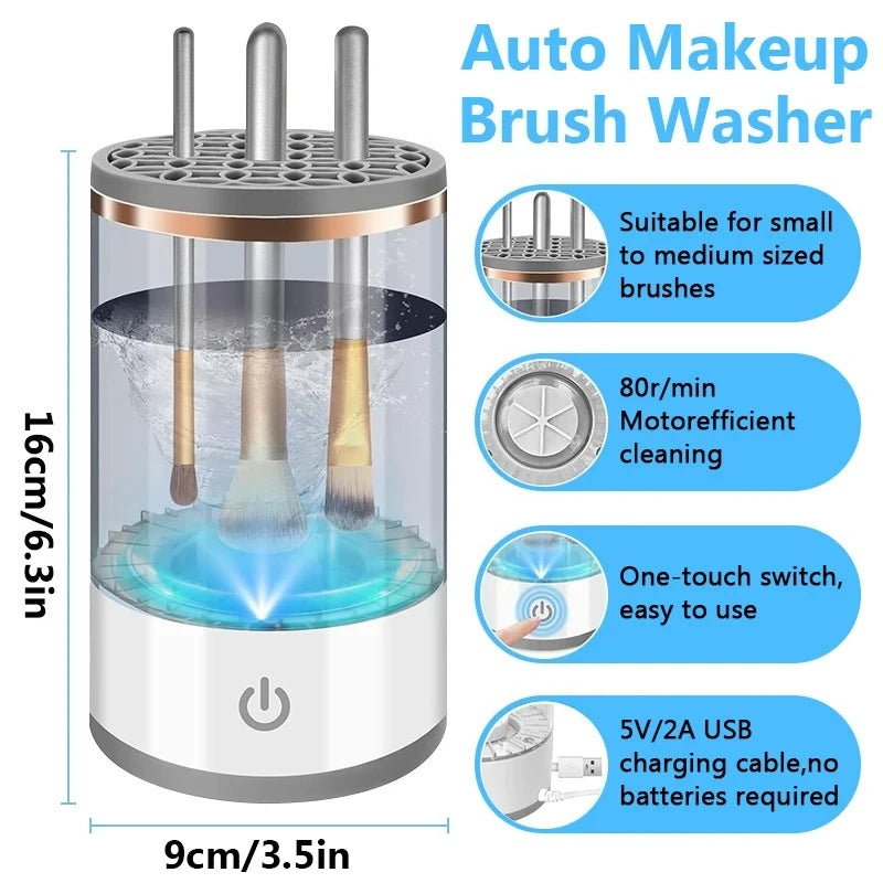 3 In 1 USB Plug Portable Electric Makeup Brush Cleaner with Rubber Makeup Machine For Deep Cleaning One Click Operation Suitable