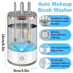 3 In 1 USB Plug Portable Electric Makeup Brush Cleaner with Rubber Makeup Machine For Deep Cleaning One Click Operation Suitable