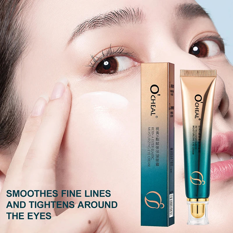 O'Heal eye cream packaging with a close-up of a person applying it around their eye.