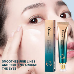 O'Heal eye cream packaging with a close-up of a person applying it around their eye.