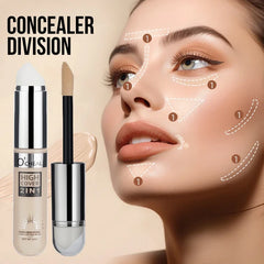 L'Oreal High Cover 2in1 concealer with a woman's face showing concealer application points.