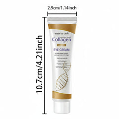 Collagen eye cream tube with measurements on a white background