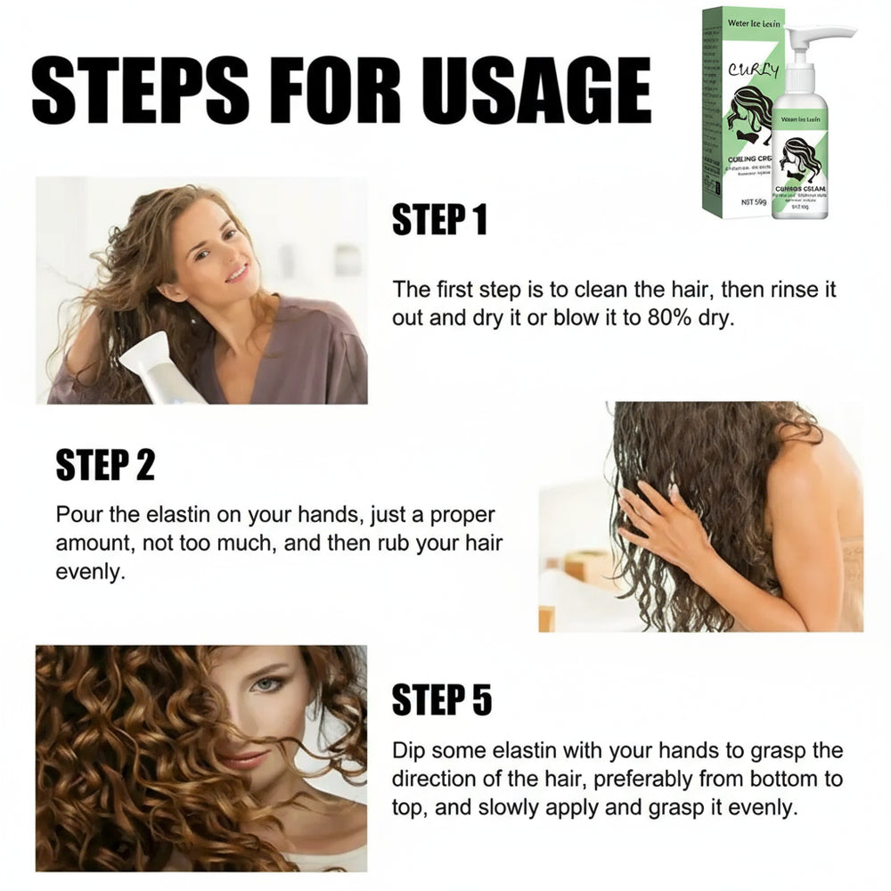 Instructions for using a hair care product with step-by-step guide and product image.