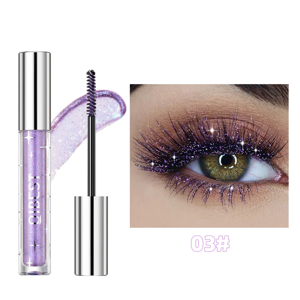 Purple eyeliner with applicator and close-up of eye wearing the product