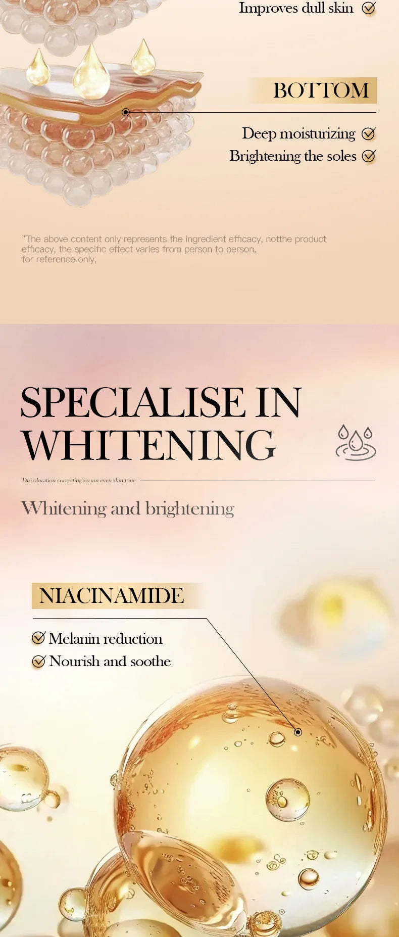 Cosmetic product packaging with text on skin care benefits and ingredients.