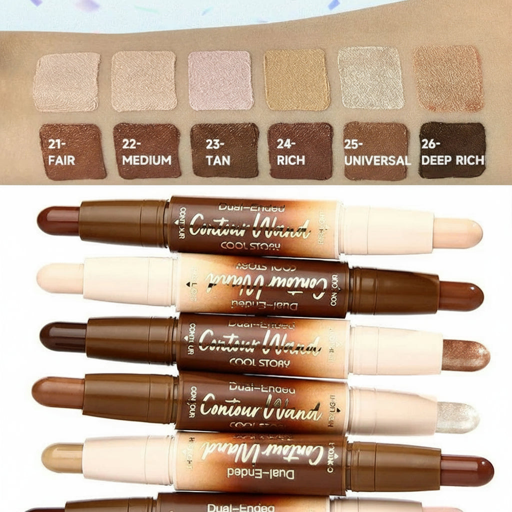 Set of Contour Wands with color swatches on a beige background