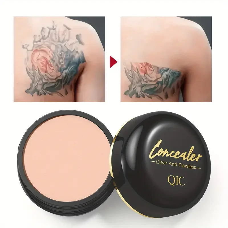 Concealer compact with 'QIC' branding on a white background
