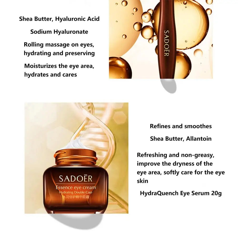 Sadoer eye cream packaging with product details on a white background