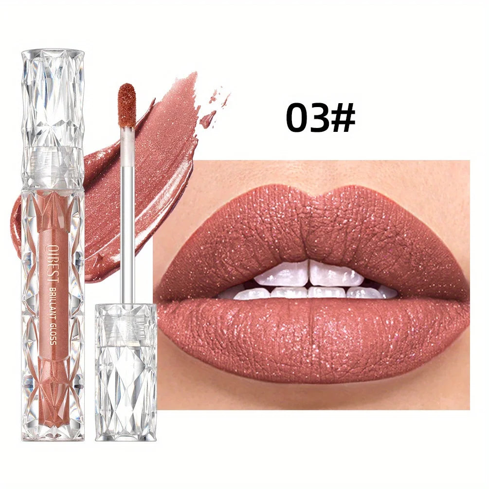 Diamond Liquid Lipstick – Waterproof Matte Glitter Lip Gloss, Long Lasting Moisturizing Sparkling Lipstick for Korean Makeup Look