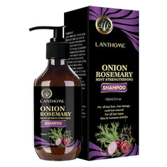 Lanthome Onion Rosemary Shampoo bottle and packaging on a white background