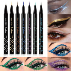 Set of Coolstorm eyeliner pens with examples of eye makeup application.