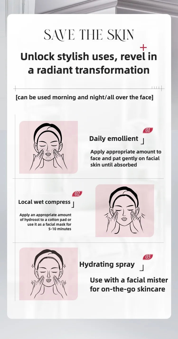 Instructions for using a skincare product with illustrations and text on a white background