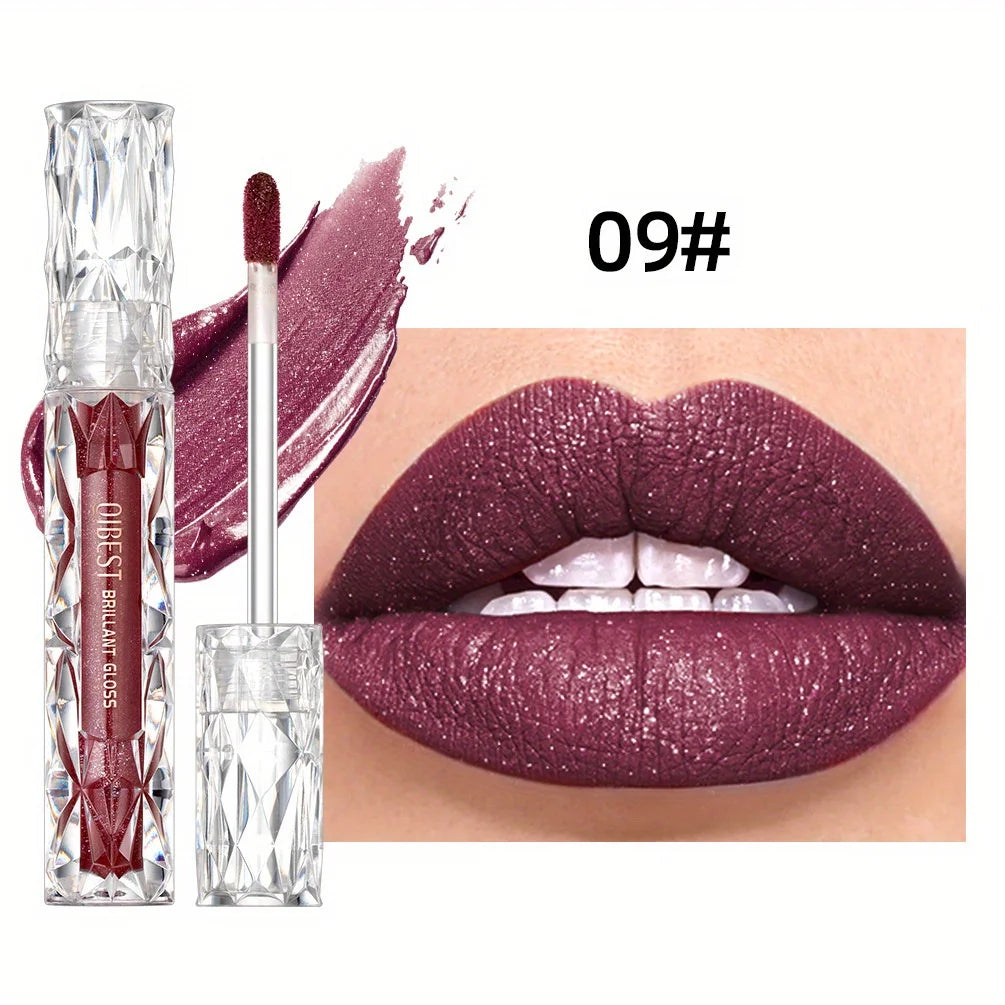 Diamond Liquid Lipstick – Waterproof Matte Glitter Lip Gloss, Long Lasting Moisturizing Sparkling Lipstick for Korean Makeup Look