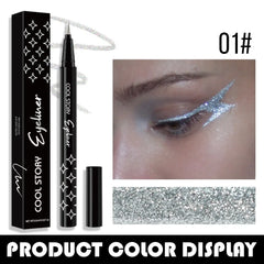 Waterproof Glitter Eyeliner Pen – 9-Color Diamond Liquid Eyeliner, Long Lasting Quick Dry Shimmer Eye Shadow Stick for Big Eye Makeup