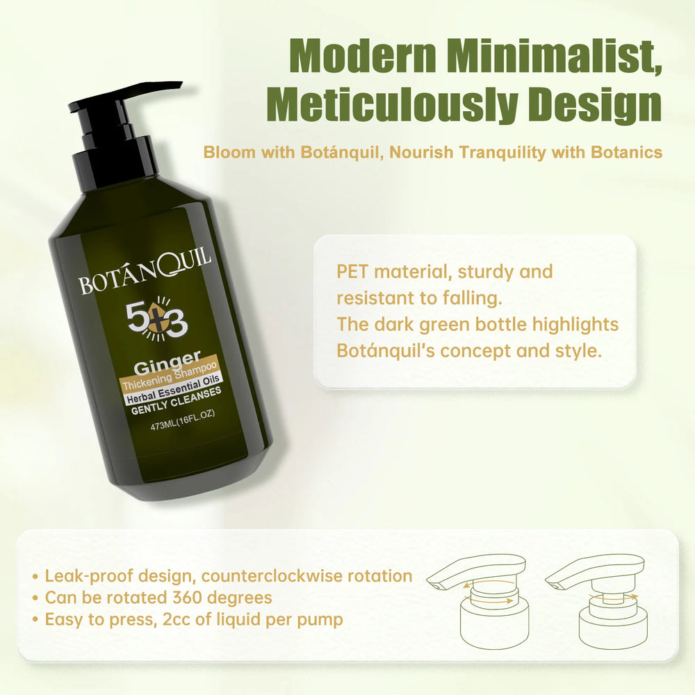 Botanquil bottle with pump on a light green background