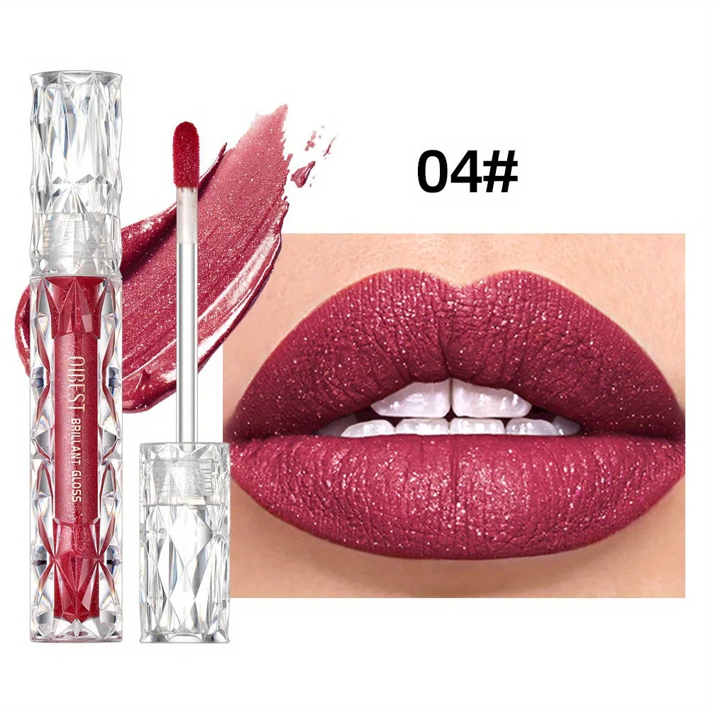 Diamond Liquid Lipstick – Waterproof Matte Glitter Lip Gloss, Long Lasting Moisturizing Sparkling Lipstick for Korean Makeup Look