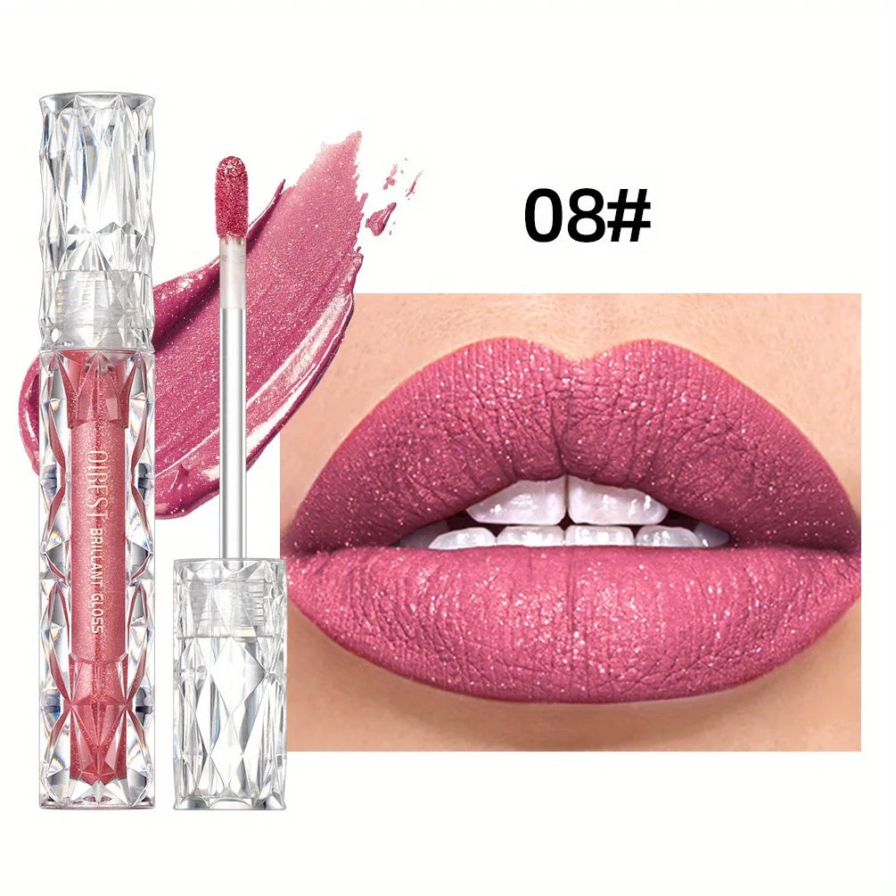 Diamond Liquid Lipstick – Waterproof Matte Glitter Lip Gloss, Long Lasting Moisturizing Sparkling Lipstick for Korean Makeup Look