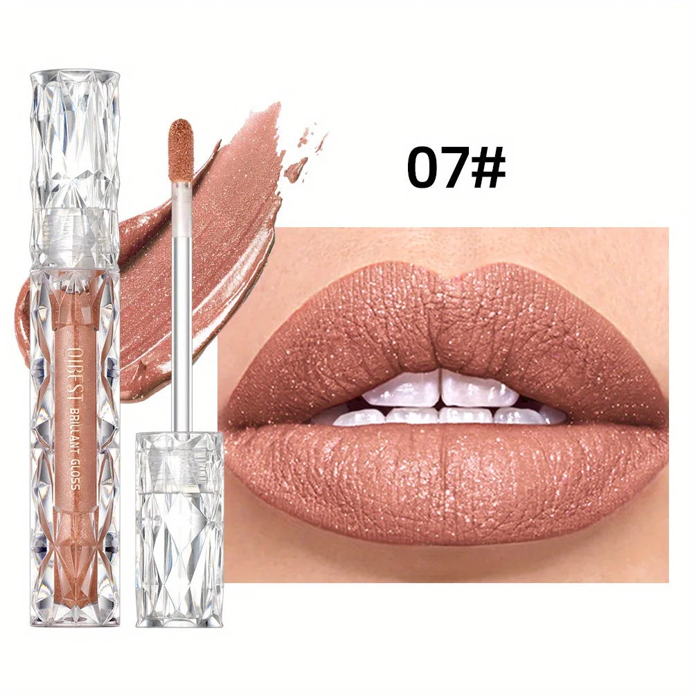 Diamond Liquid Lipstick – Waterproof Matte Glitter Lip Gloss, Long Lasting Moisturizing Sparkling Lipstick for Korean Makeup Look