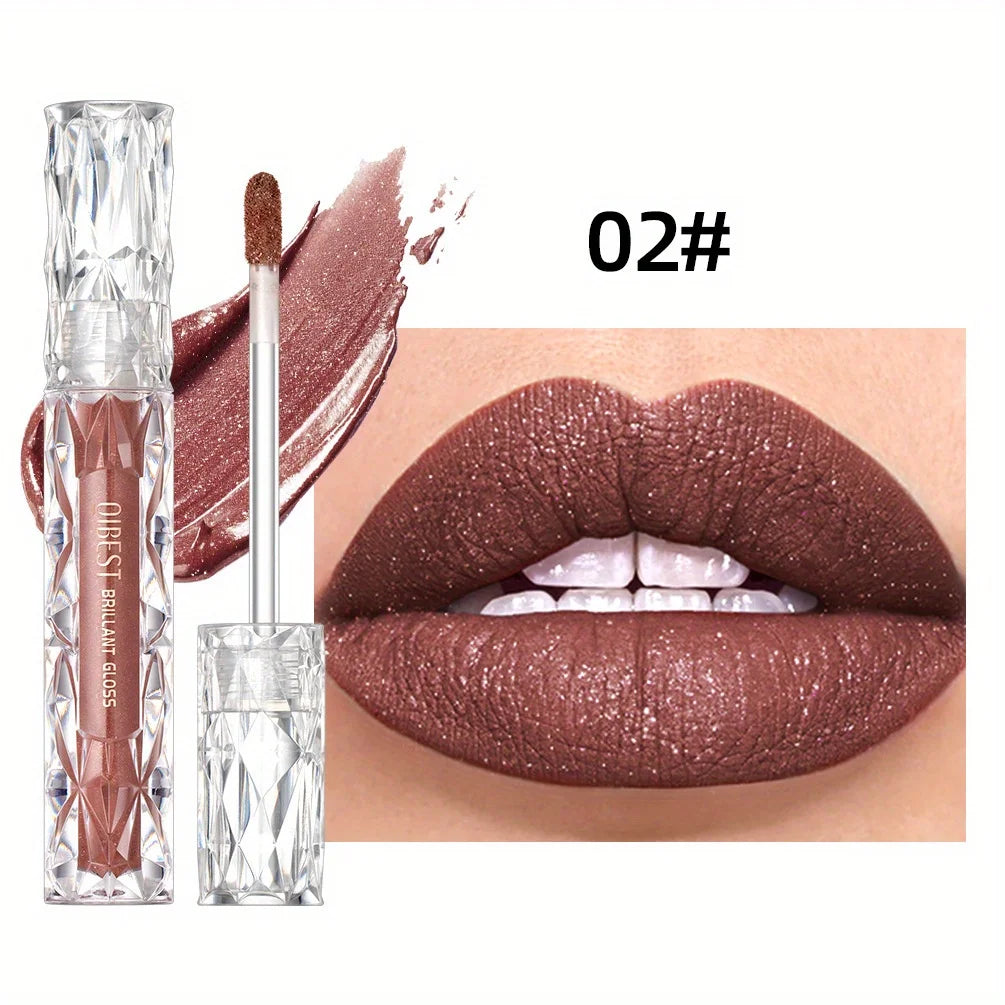 Diamond Liquid Lipstick – Waterproof Matte Glitter Lip Gloss, Long Lasting Moisturizing Sparkling Lipstick for Korean Makeup Look