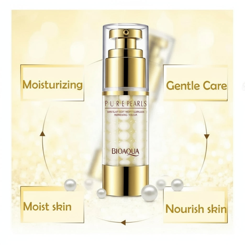 Bioaqua skincare product with gold packaging on a light yellow background