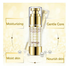 Bioaqua skincare product with gold packaging on a light yellow background