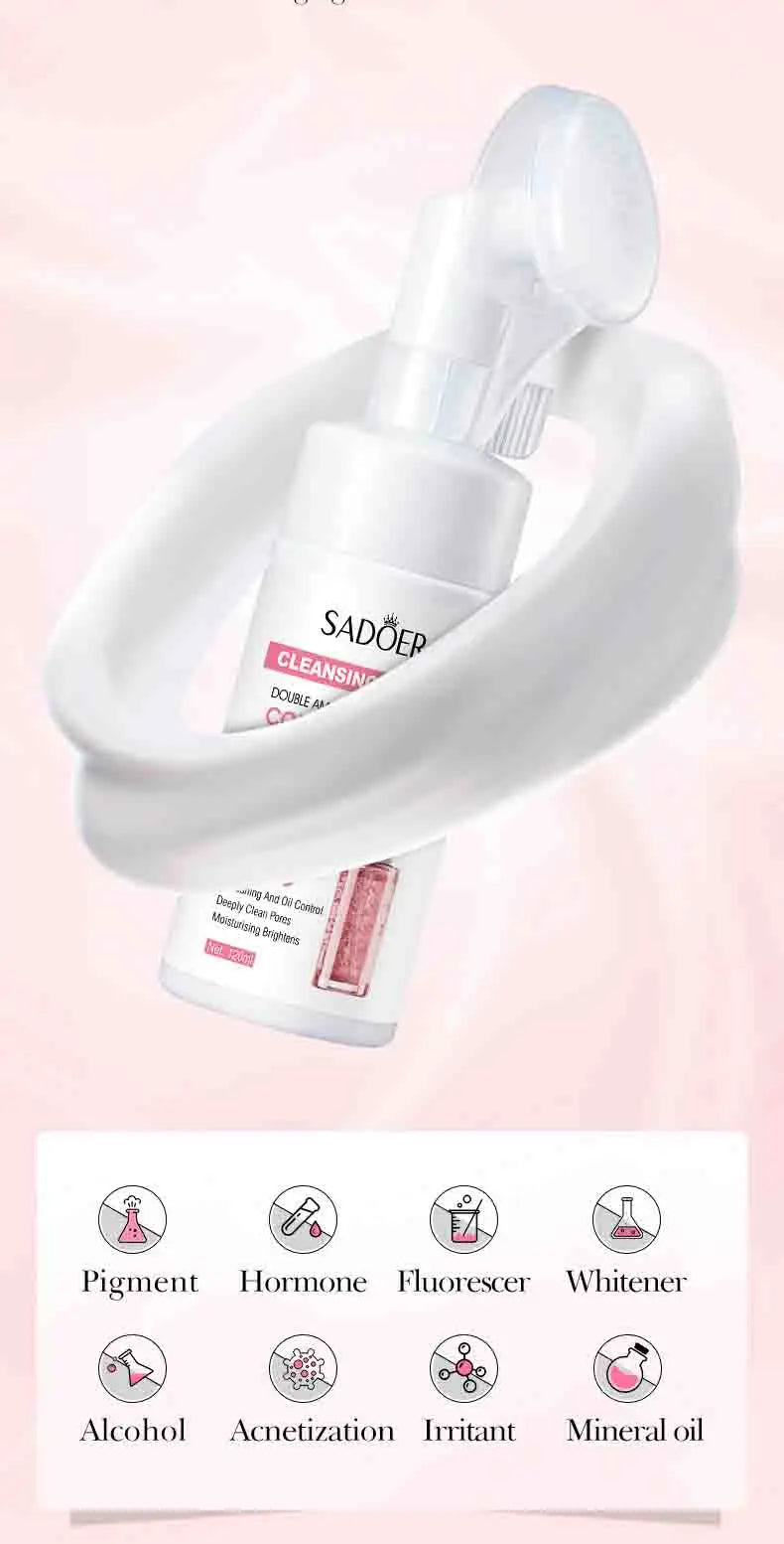 SADOCKER skincare product with ingredients listed on a pink background
