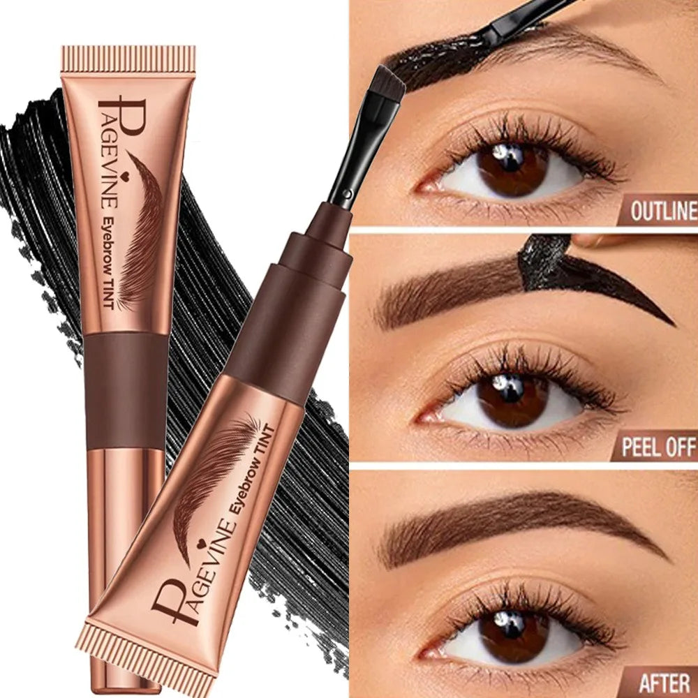 Pagevine eyebrow tint with application steps on a white background