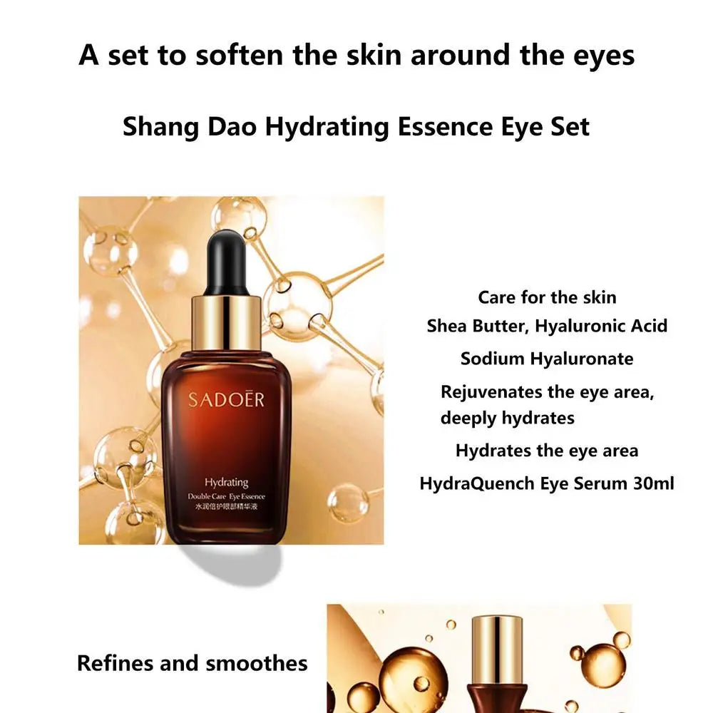 Shang Dao Hydrating Essence Eye Set with serum bottle and packaging on a white background