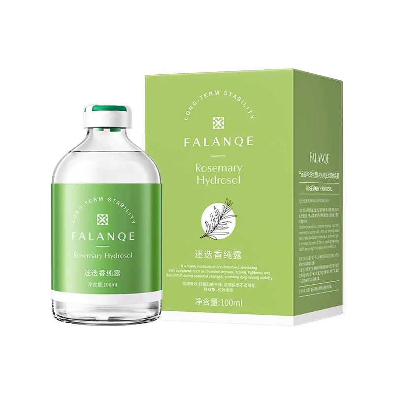 Falanqe Rosemary Hydrosol bottle and packaging on a white background