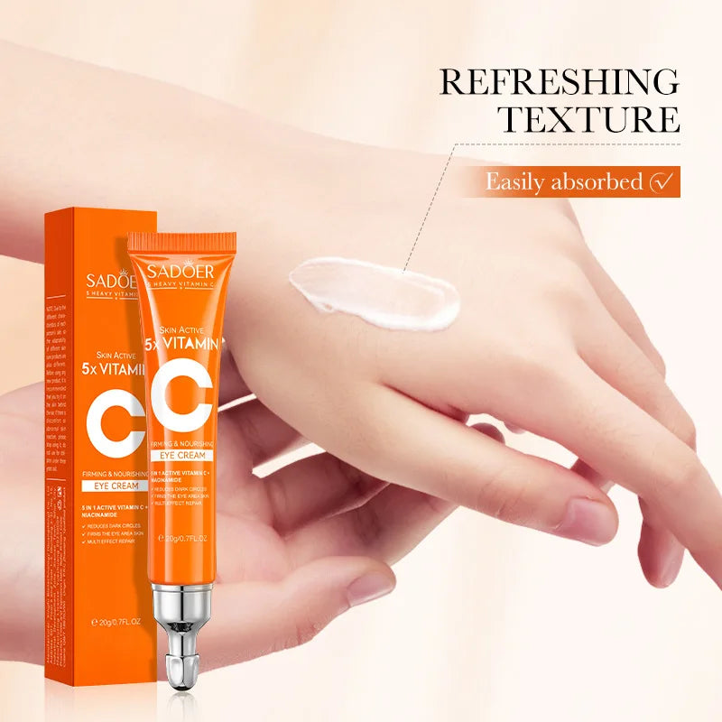 CC cream tube and packaging with hand applying cream, labeled 'Refreshing Texture'.
