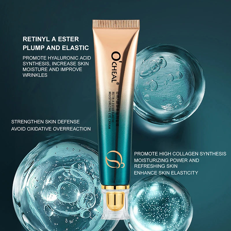 O'Ceall skincare product with blue gel and text on a dark background