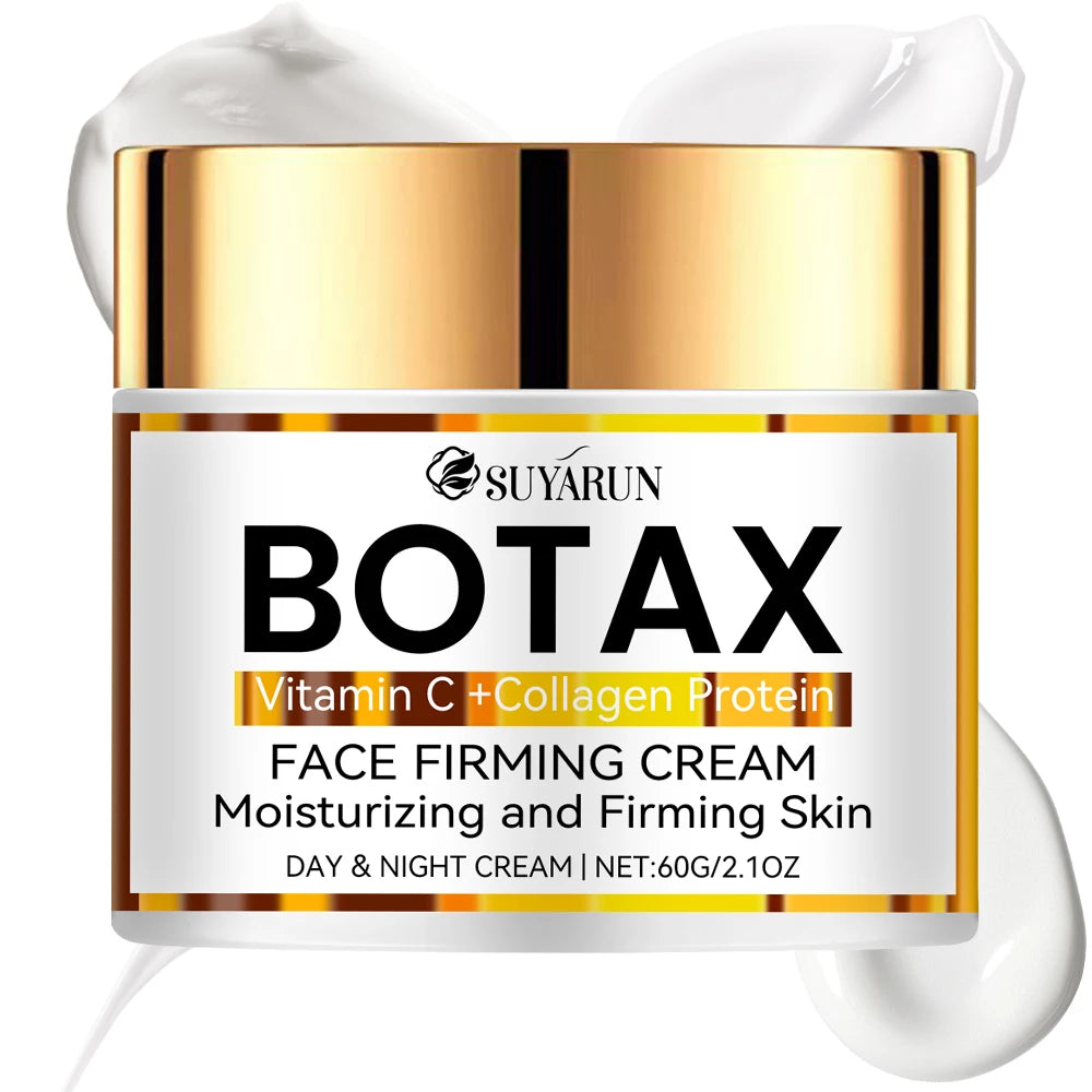 Suyarun Botax face firming cream jar with gold and white design