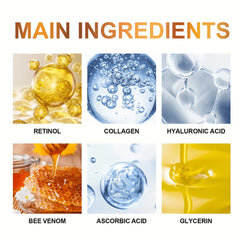 Main ingredients of skincare products displayed with corresponding labels.